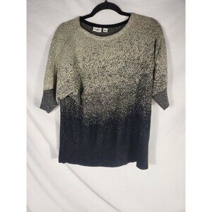 Cato Womens Plus Metallic Short Sleeve Sweater Holiday Career Shiny 18/20